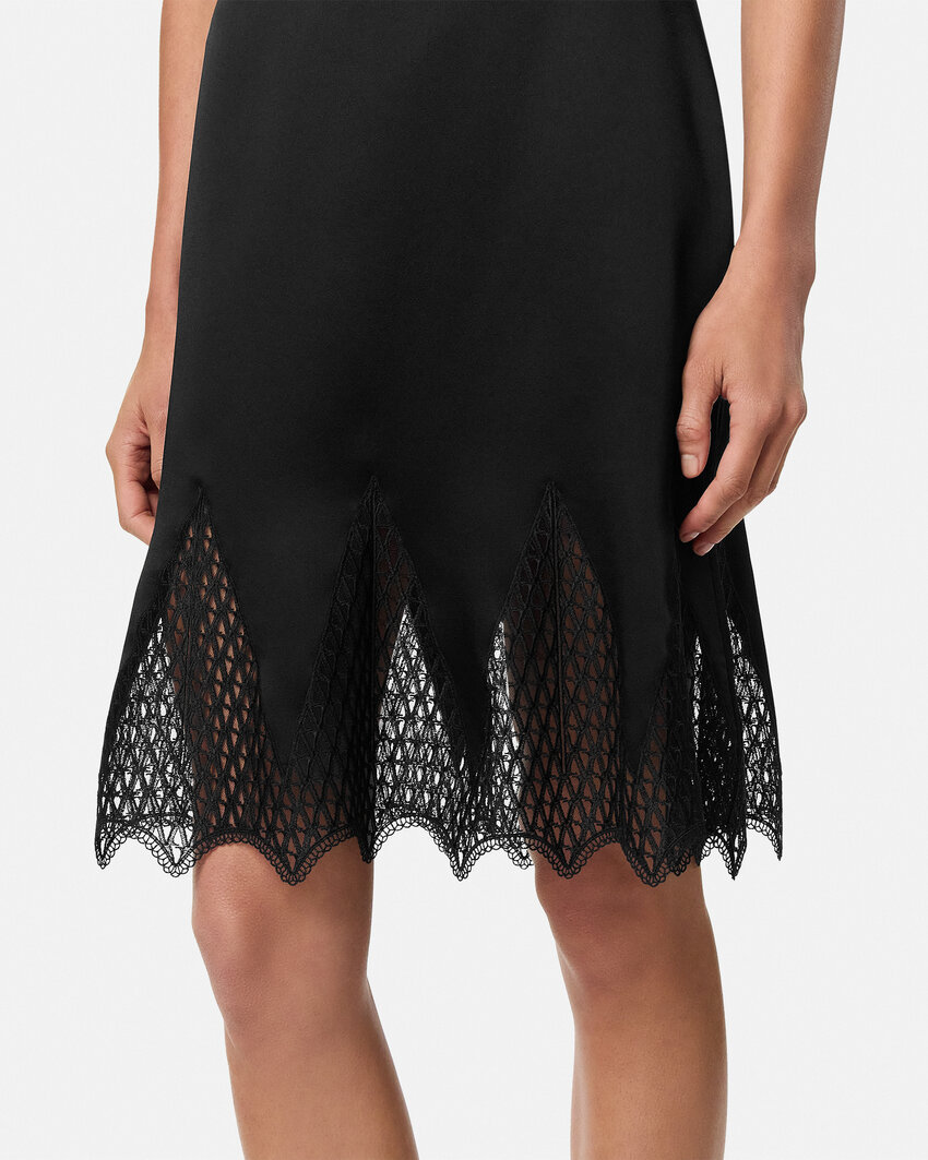 Versace Lace-trim Midi Skirt In Black