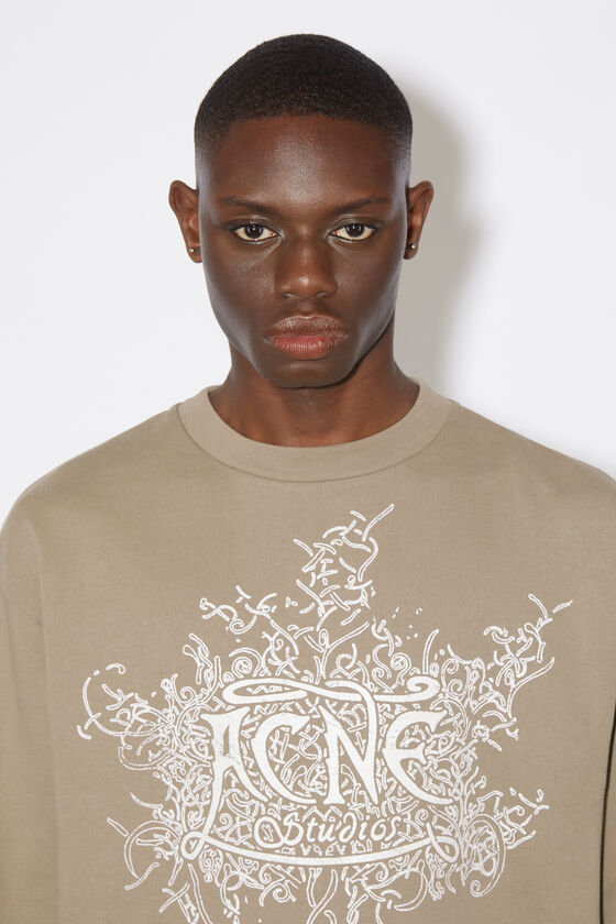 Acne Studios Dark Beige Relaxed Fit Glow In The Dark Logo Sweater In Nude