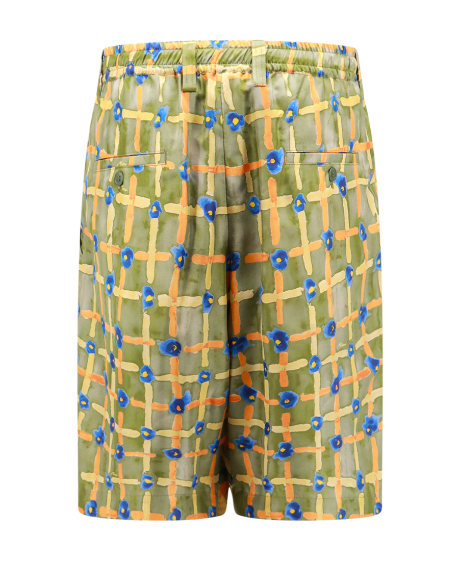 Marni Silk Saraband Shorts With Elastic Waistband In Blue