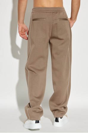 Emporio Armani Elastic Waist Sweatpants In Brown