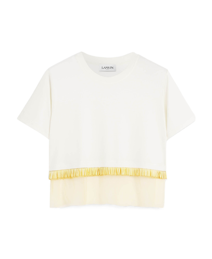 Lanvin Fringed Cropped T-shirt In White