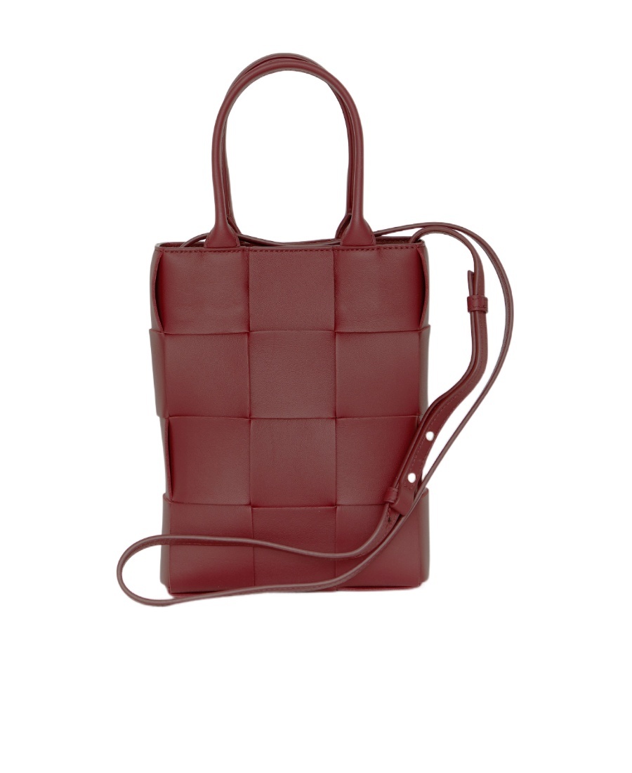 Bottega Veneta Mini Cassette Intreccio Tote Bag In Red