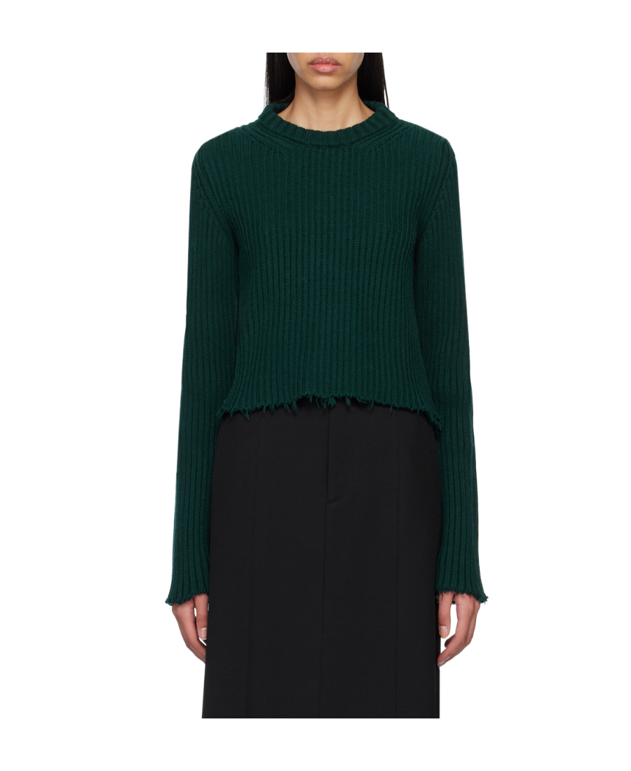 Shop Mm6 Maison Margiela Hollowed-out Knitted Sweater In Black