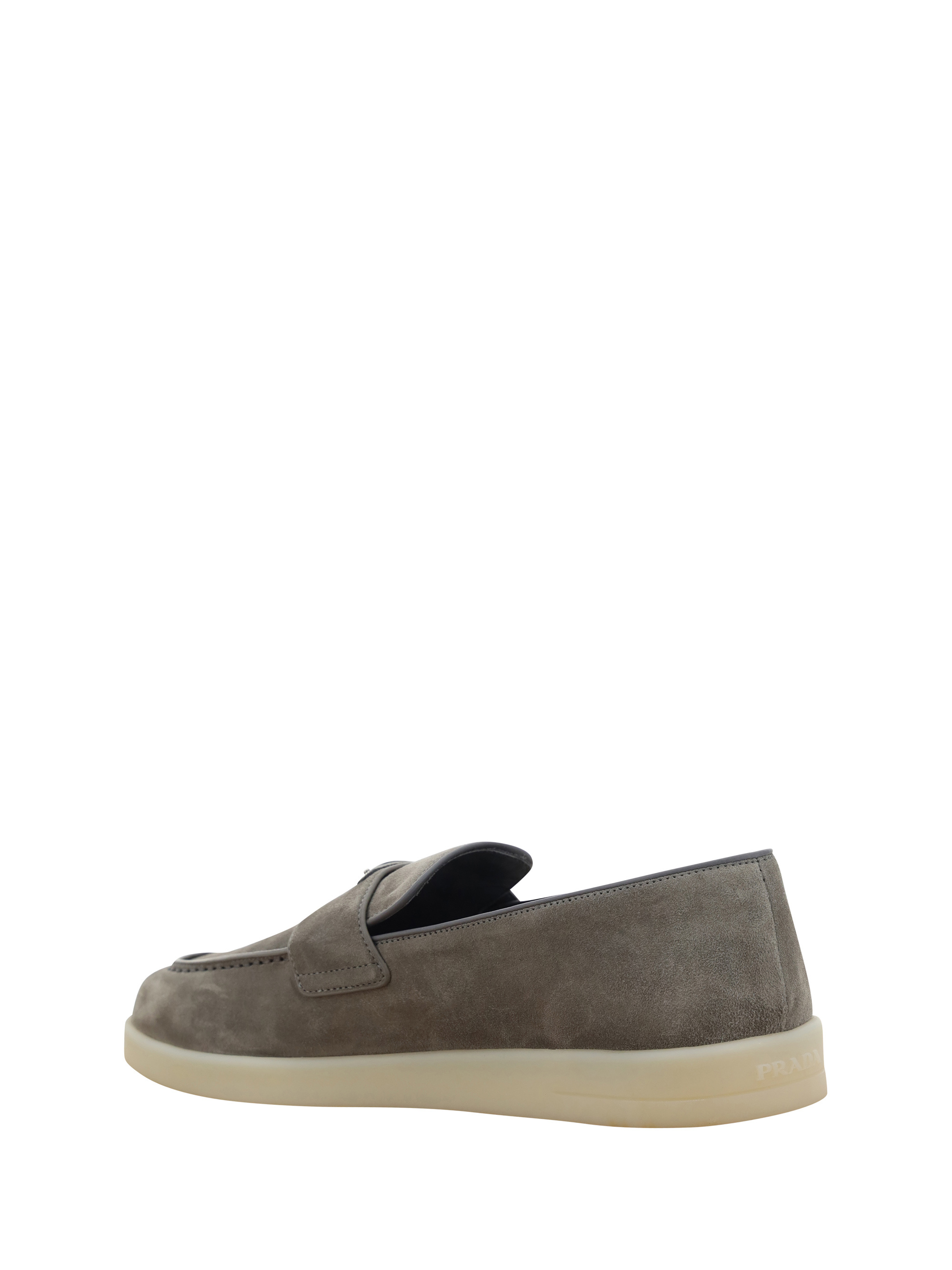Prada Refined Loafers With Textured Finish In Gray