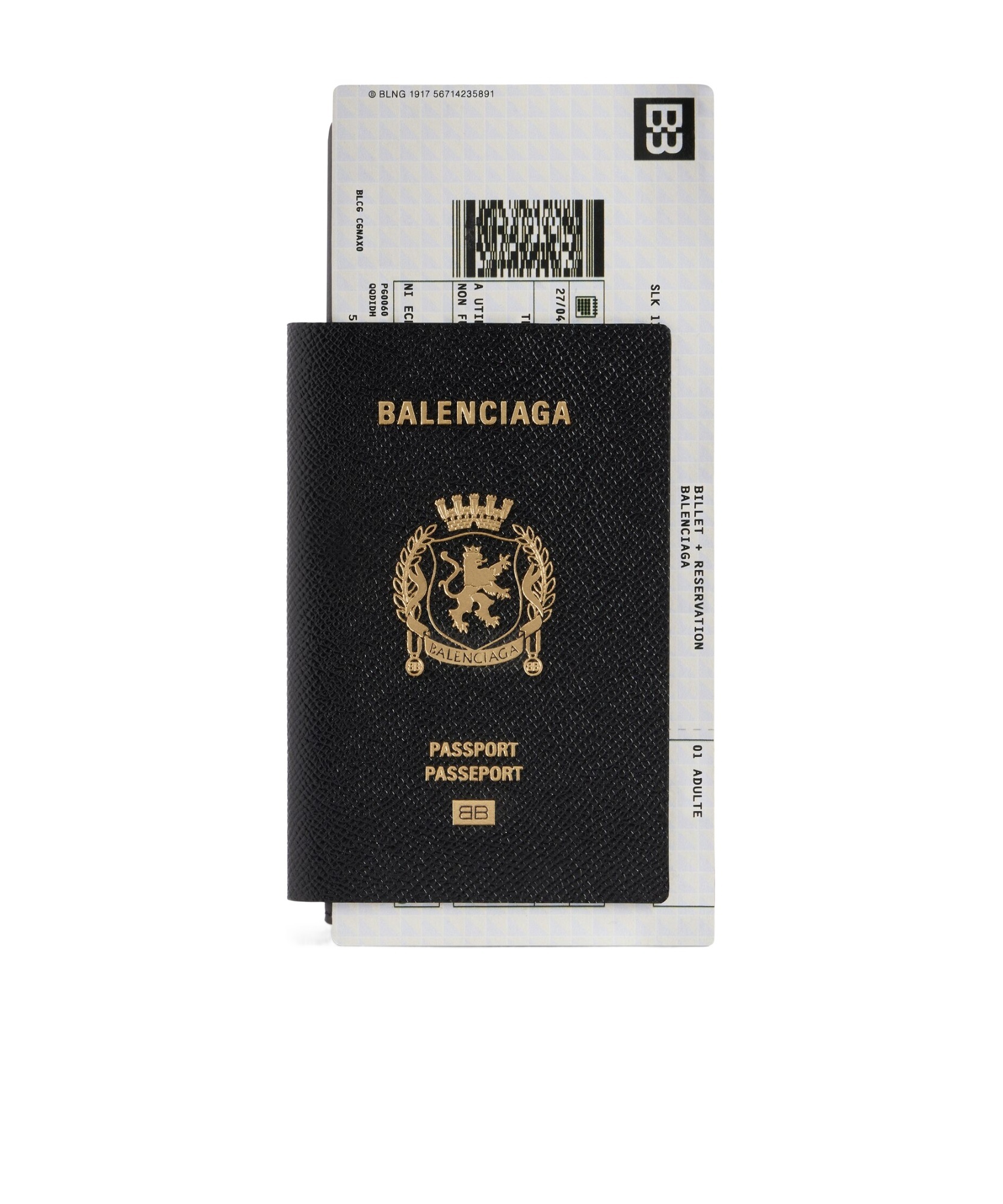 Balenciaga Black Passport Long 1 Ticket Wallet In Black