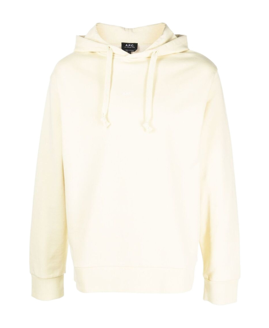 Apc A.p.c. Logo Printed Drawstring Hoodie In White