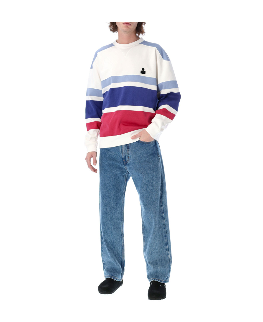 Isabel Marant Color Block Cotton Crewneck Sweatshirt In Blue