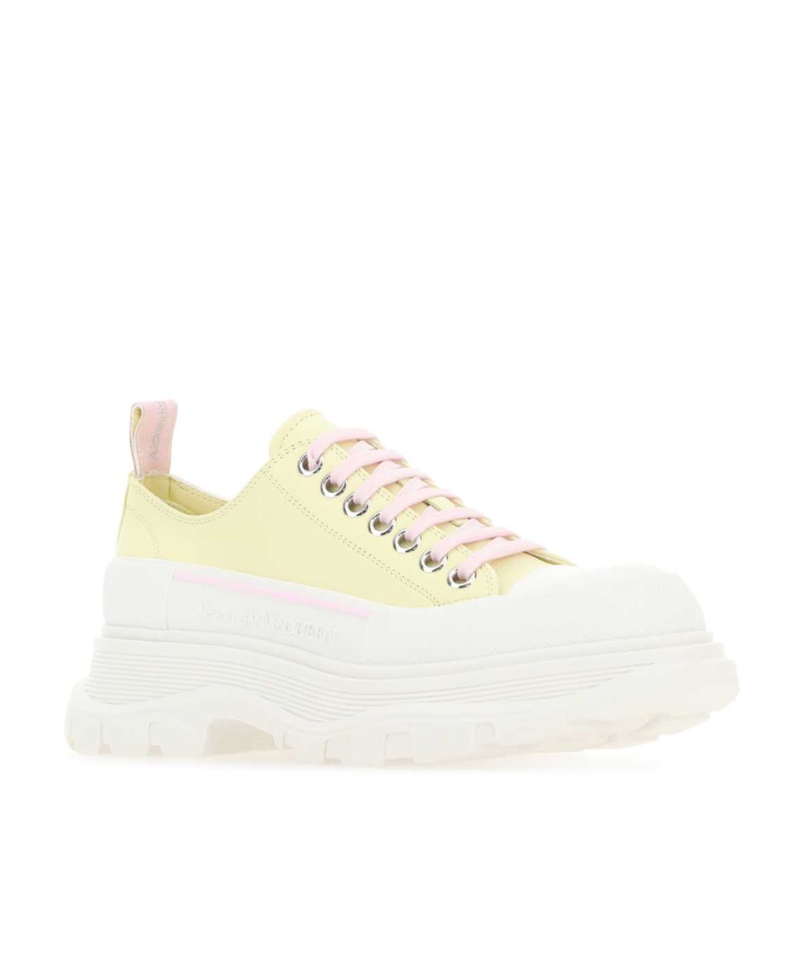 Alexander Mcqueen Pastel Yellow Leather Tread Slick Sneakers In Yellow