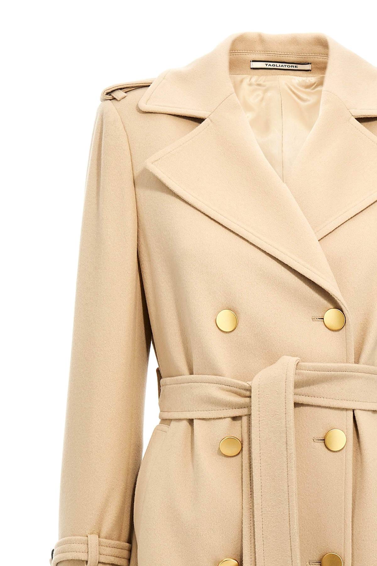 Tagliatore 'luanne' Belted Double-breasted Coat In Nude