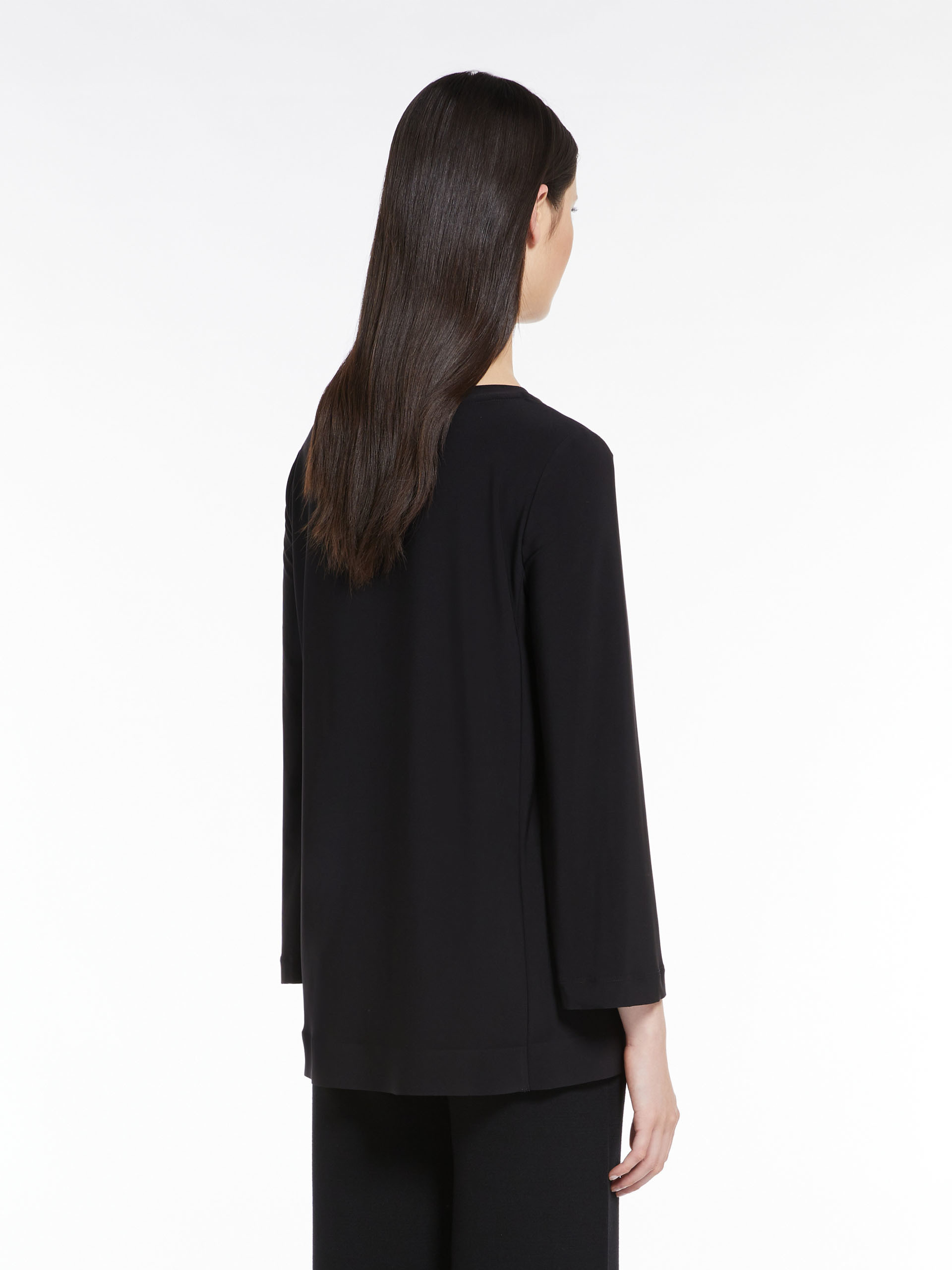 Max Mara Trumpet Stretch Plain Blouse In Black