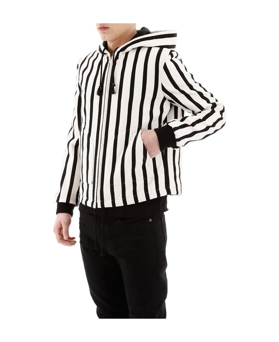Saint Laurent Vertical Stripe Zipped Jacket In White
