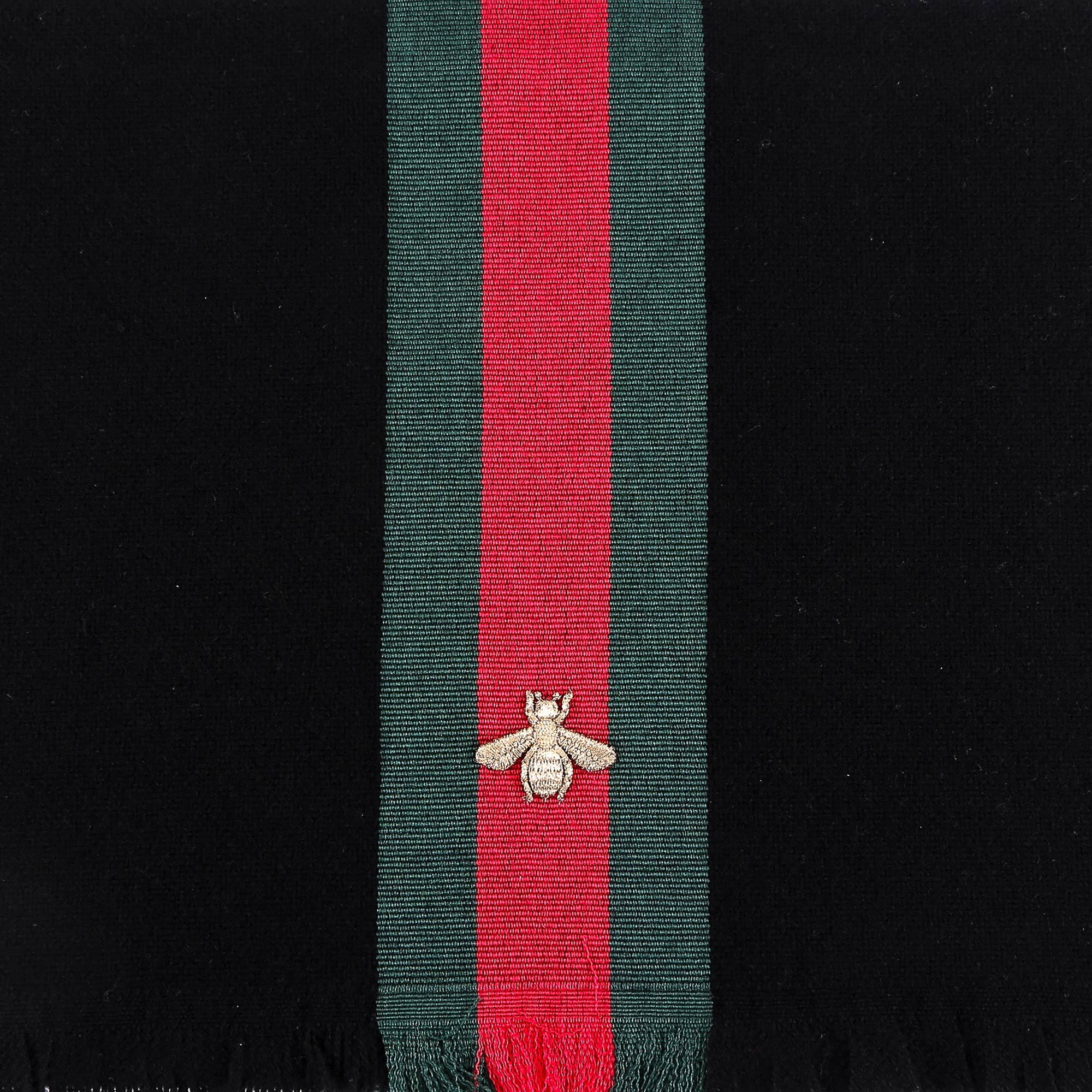 Gucci Wool Cashmere Scarf With Web In Black