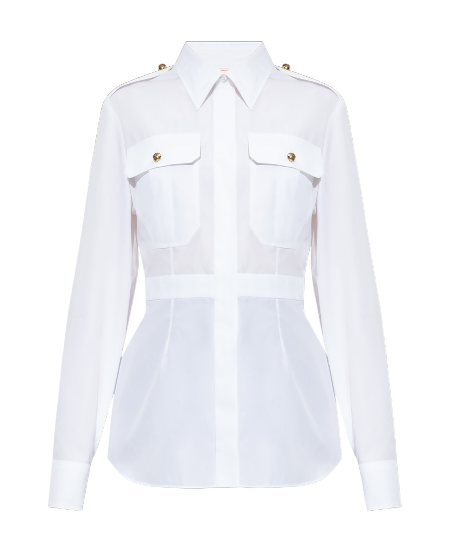 Alexander Mcqueen Box-pleat Cotton Shirt In White