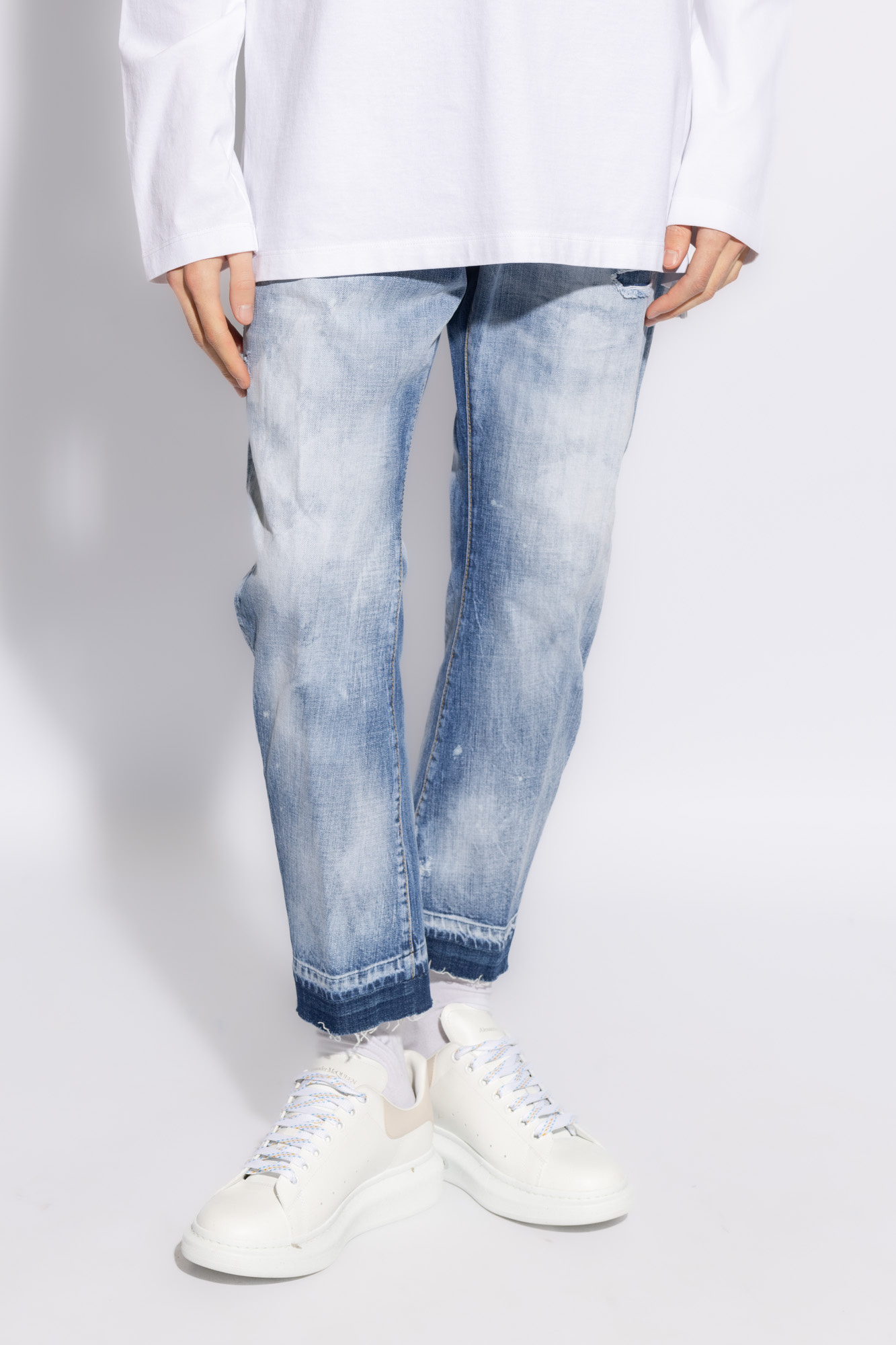 Dsquared2 Bleached Slim-leg Jeans In Blue