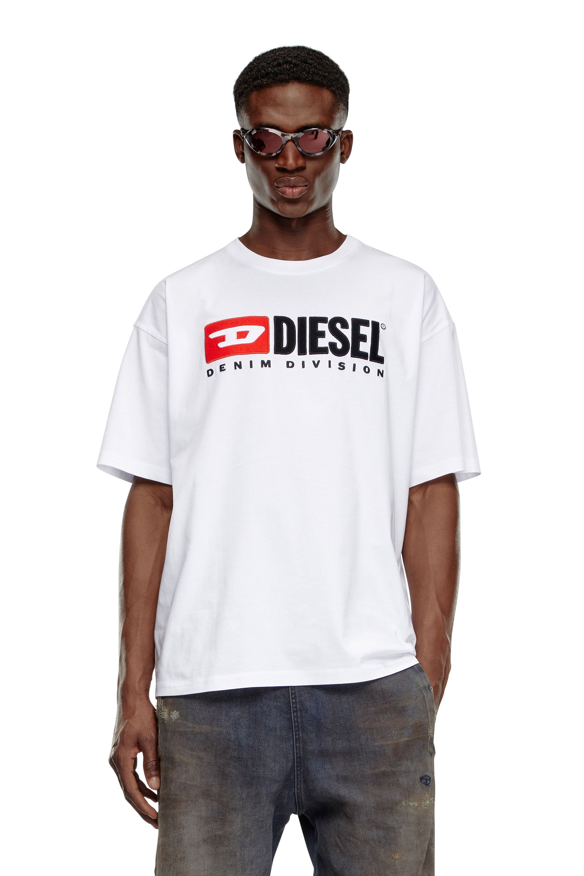 Diesel T-boxt-div Logo Printed T-shirt In White