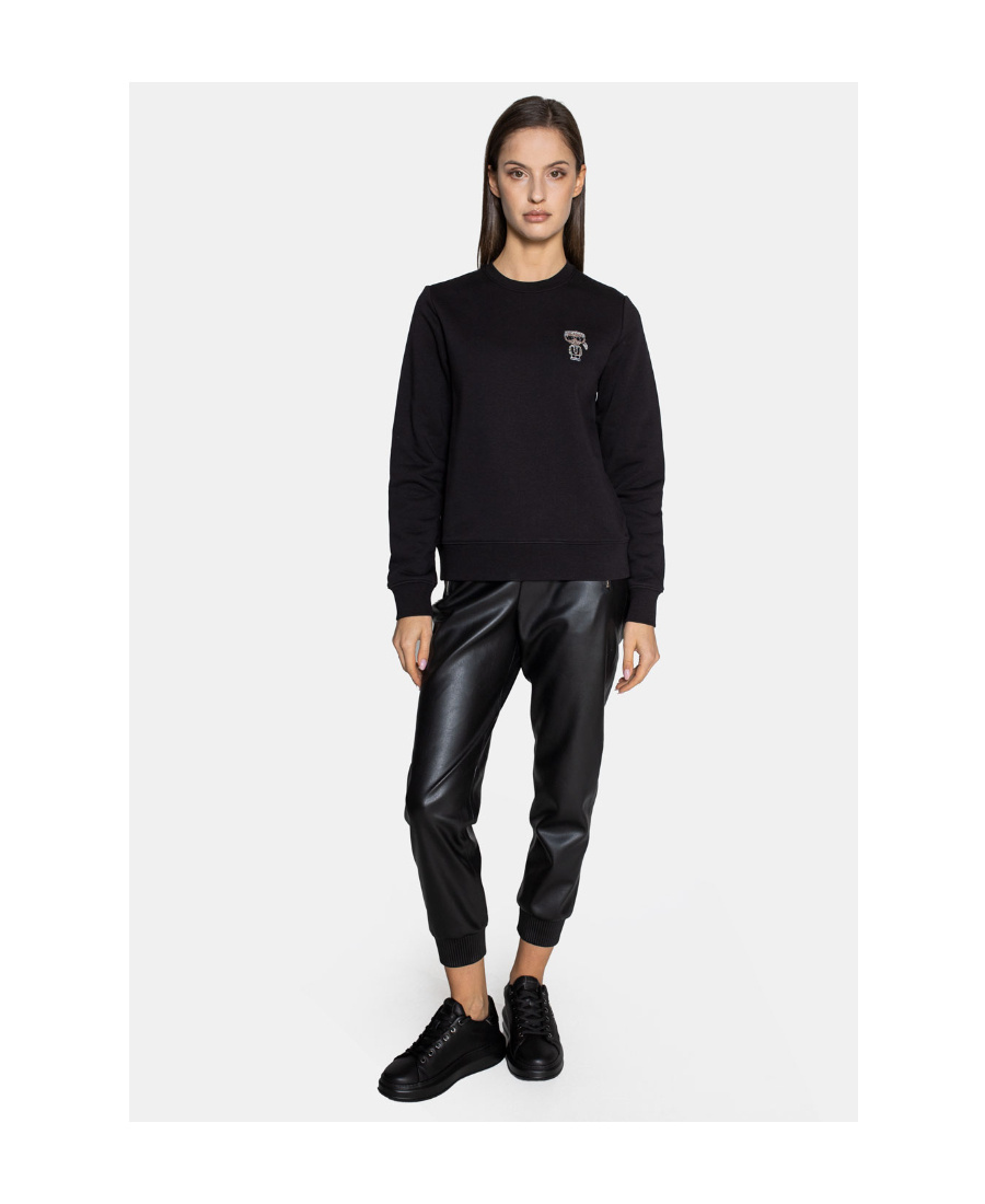 Karl Lagerfeld Logo Round Neck Sweater In Black