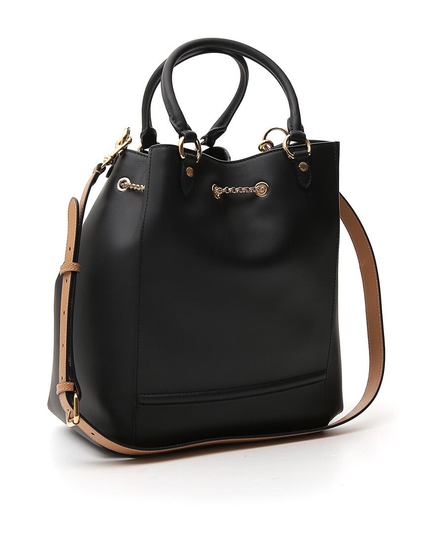 Fendi Karligraphy Drawstring Bucket Tote In Black