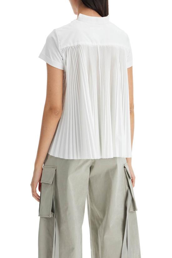 Sacai Contrasting-panels Jersey T-shirt In White