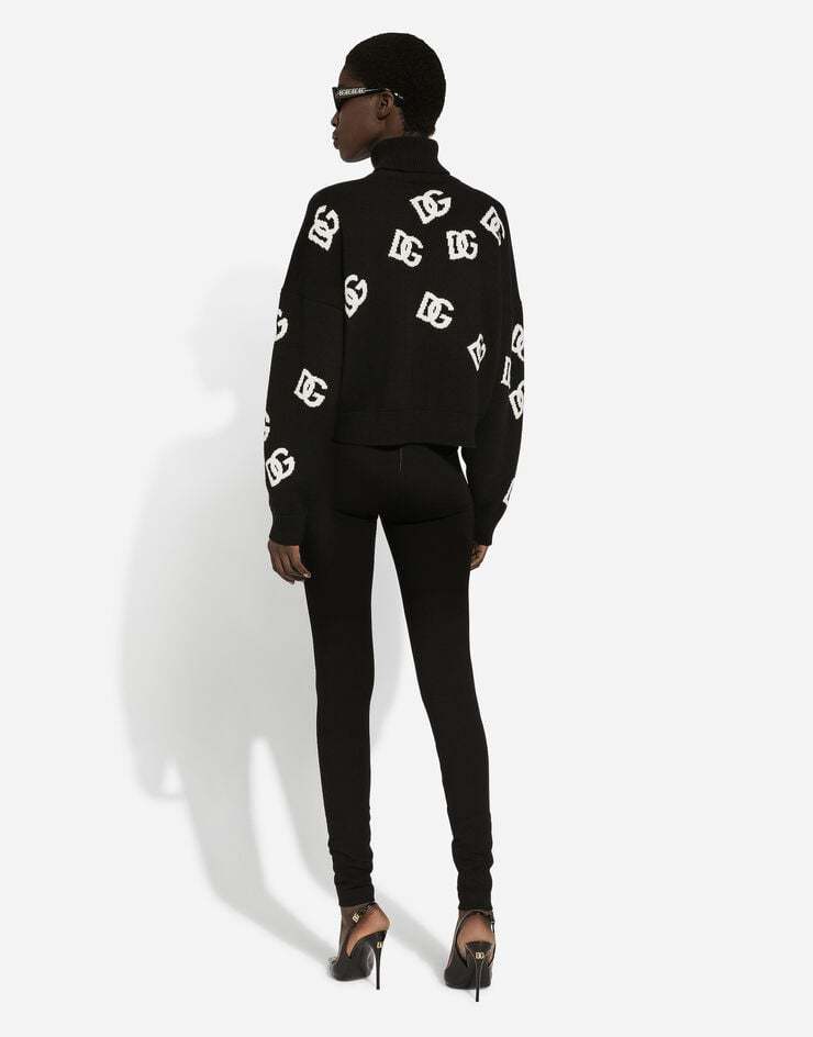 Dolce & Gabbana Intarsia-knit Logo Virgin Wool Jumper In Black