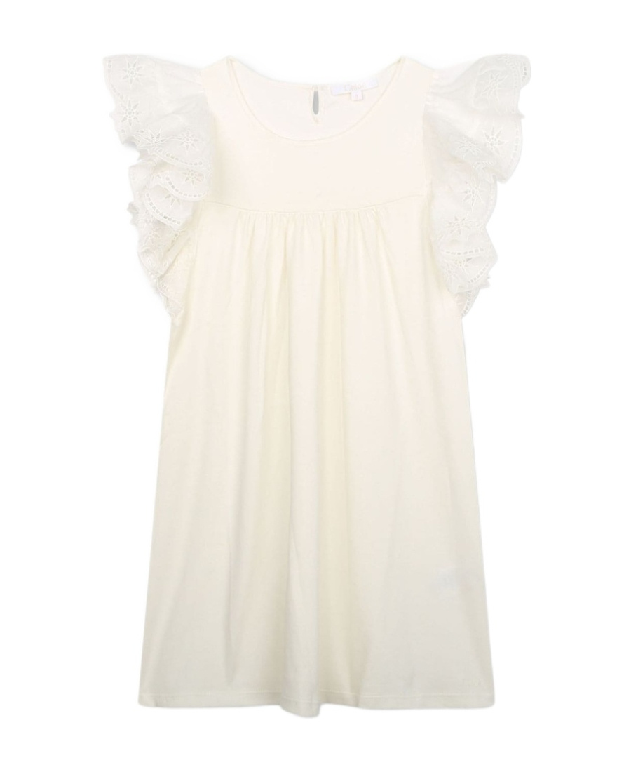 Chloé Eyelets Lace Dress In White