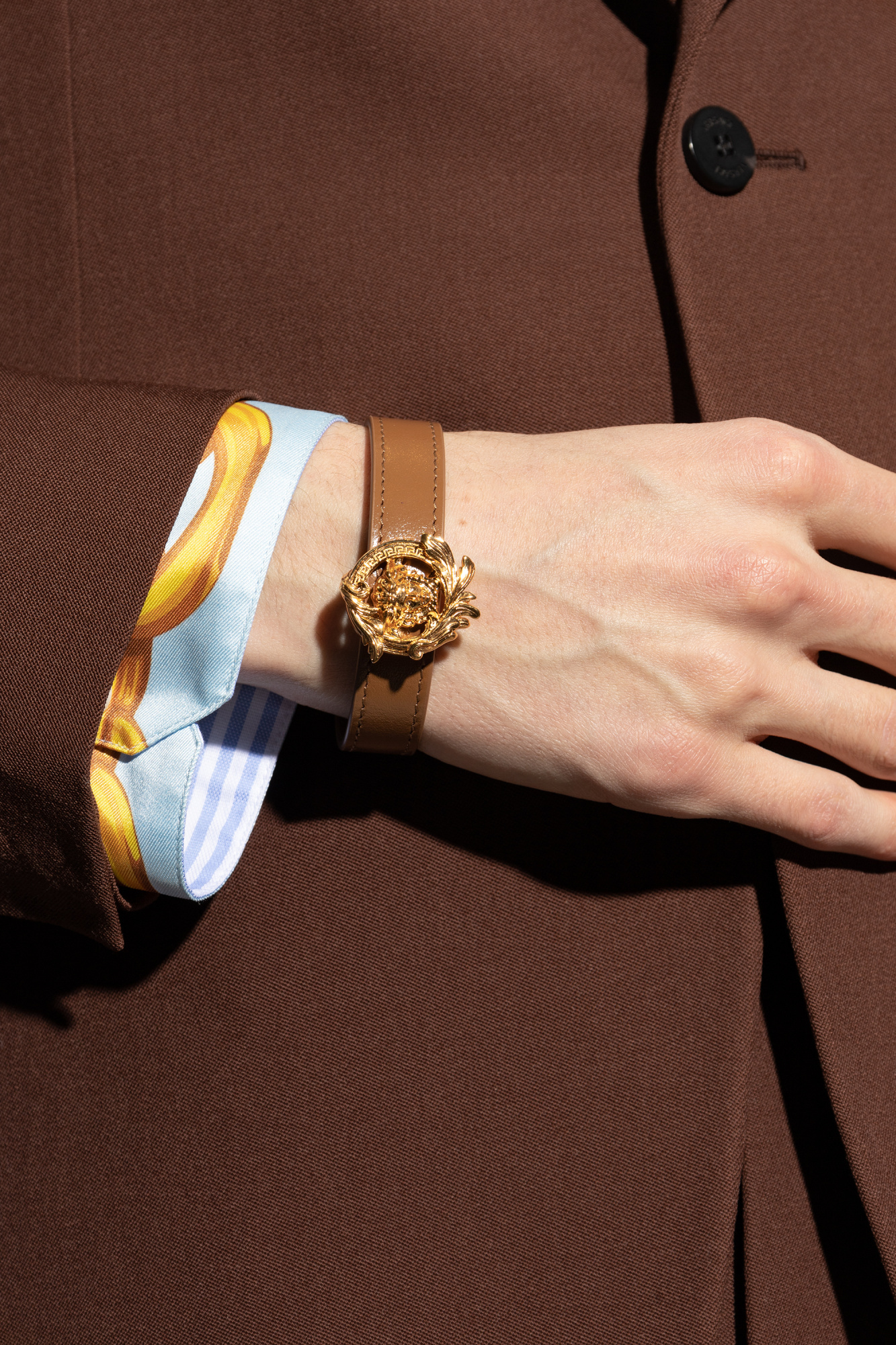 Versace Medusa-motif Bracelet In Brown