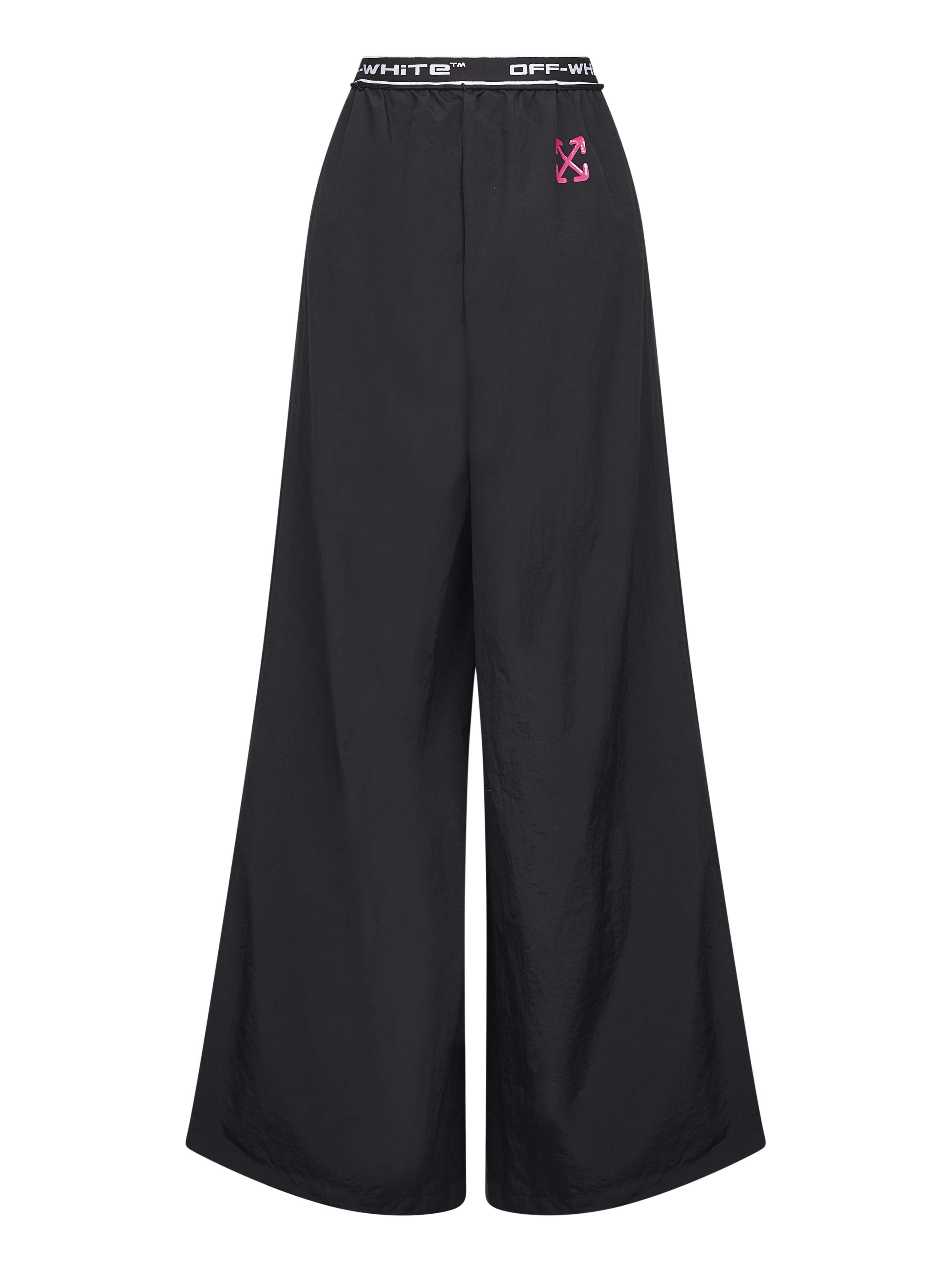 Off-white Black Nylon Logoband Ny Activewear Trousers In Black