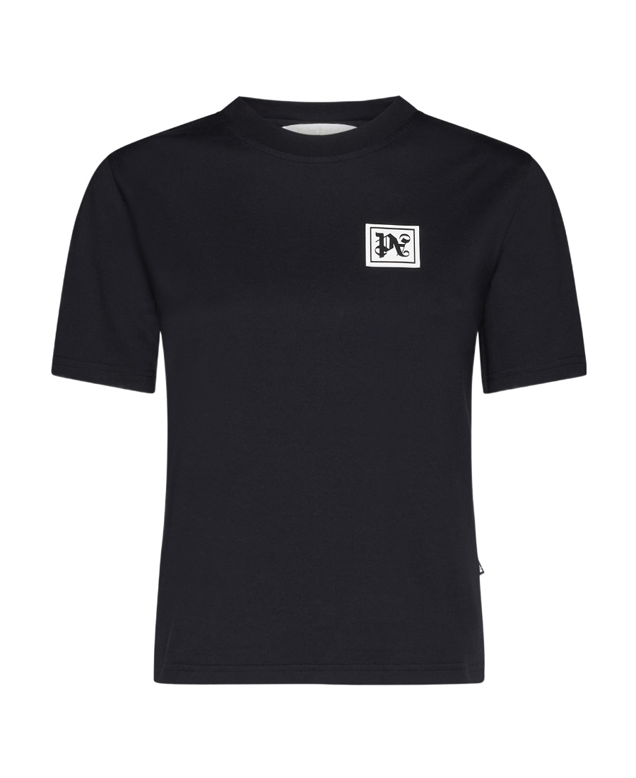 Palm Angels Ski Club Fitted T-shirt Contrast Print In Black