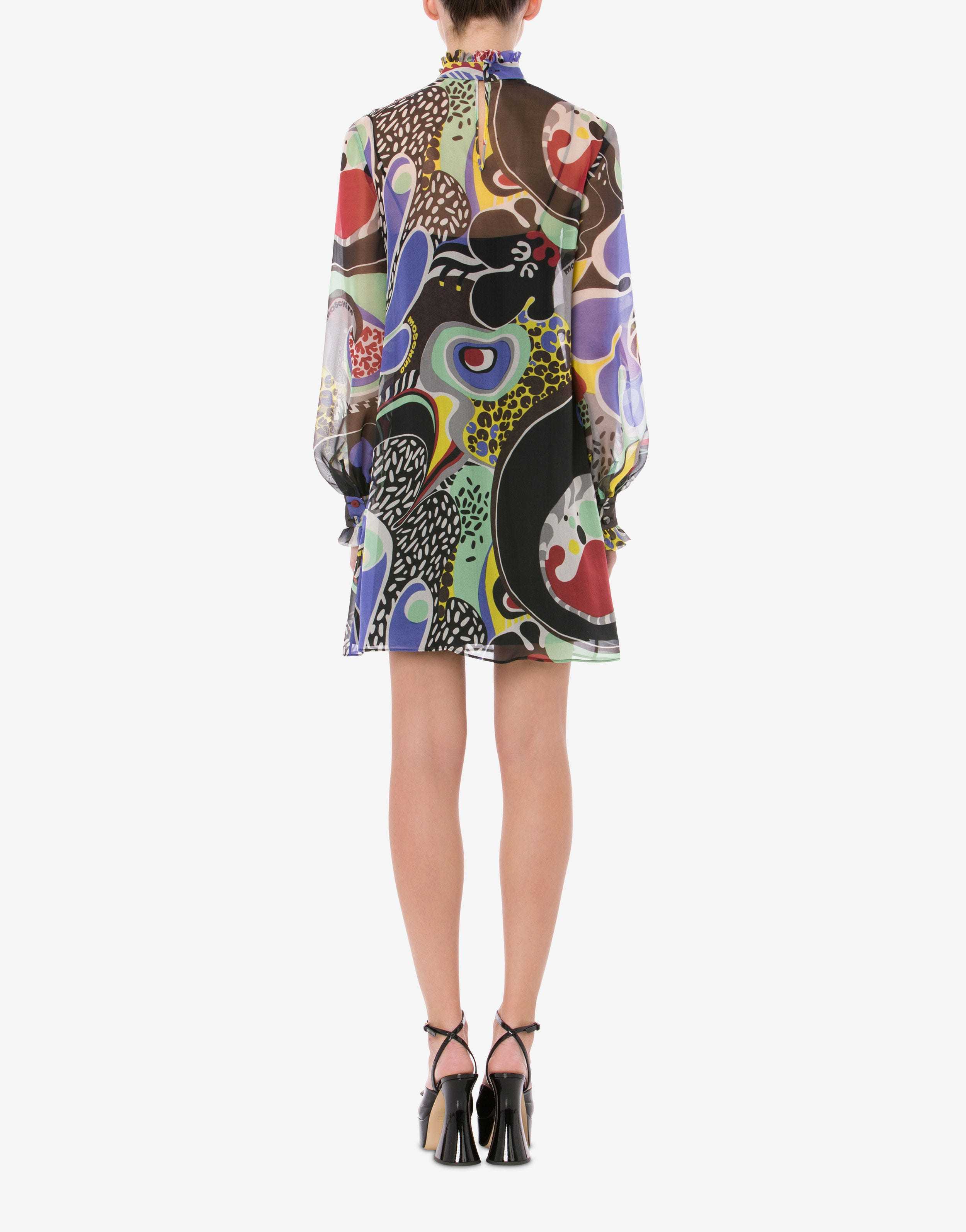 Moschino Long Sleeved Dress In Multicolor