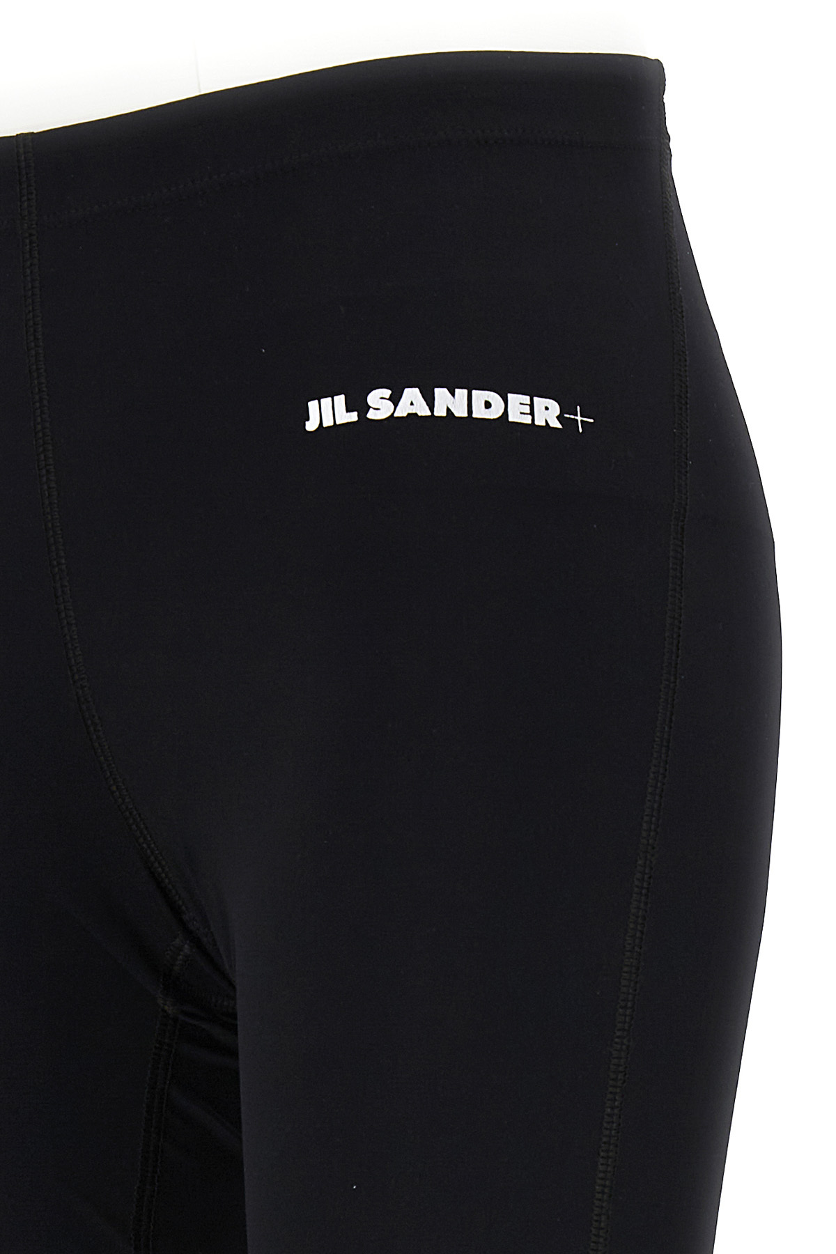 Jil Sander Black Leggings With Printed Waistband In Black