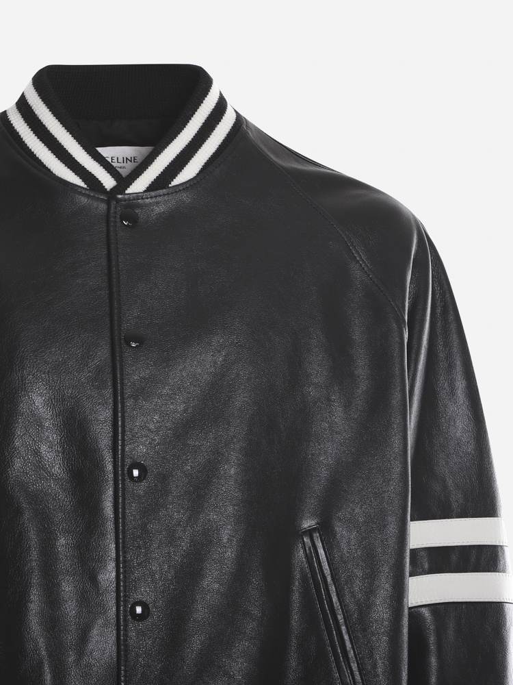 Celine Calfskin College Style Jacket With Outline In Black