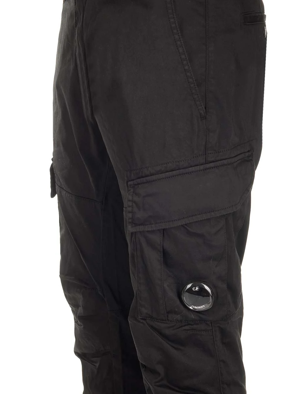 C.p. Company Lens-detail Cargo Trousers In Black