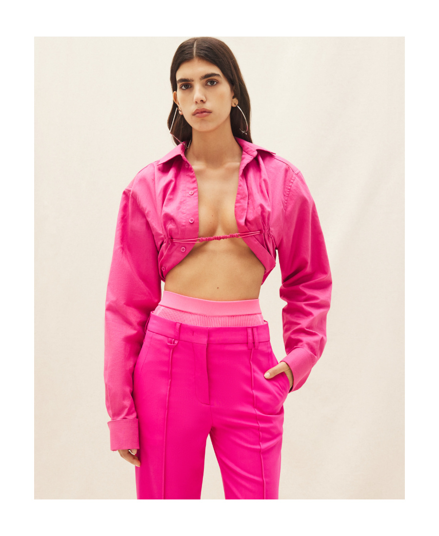 Jacquemus Woman Shirt Fuchsia Size 2 Cotton In Pink