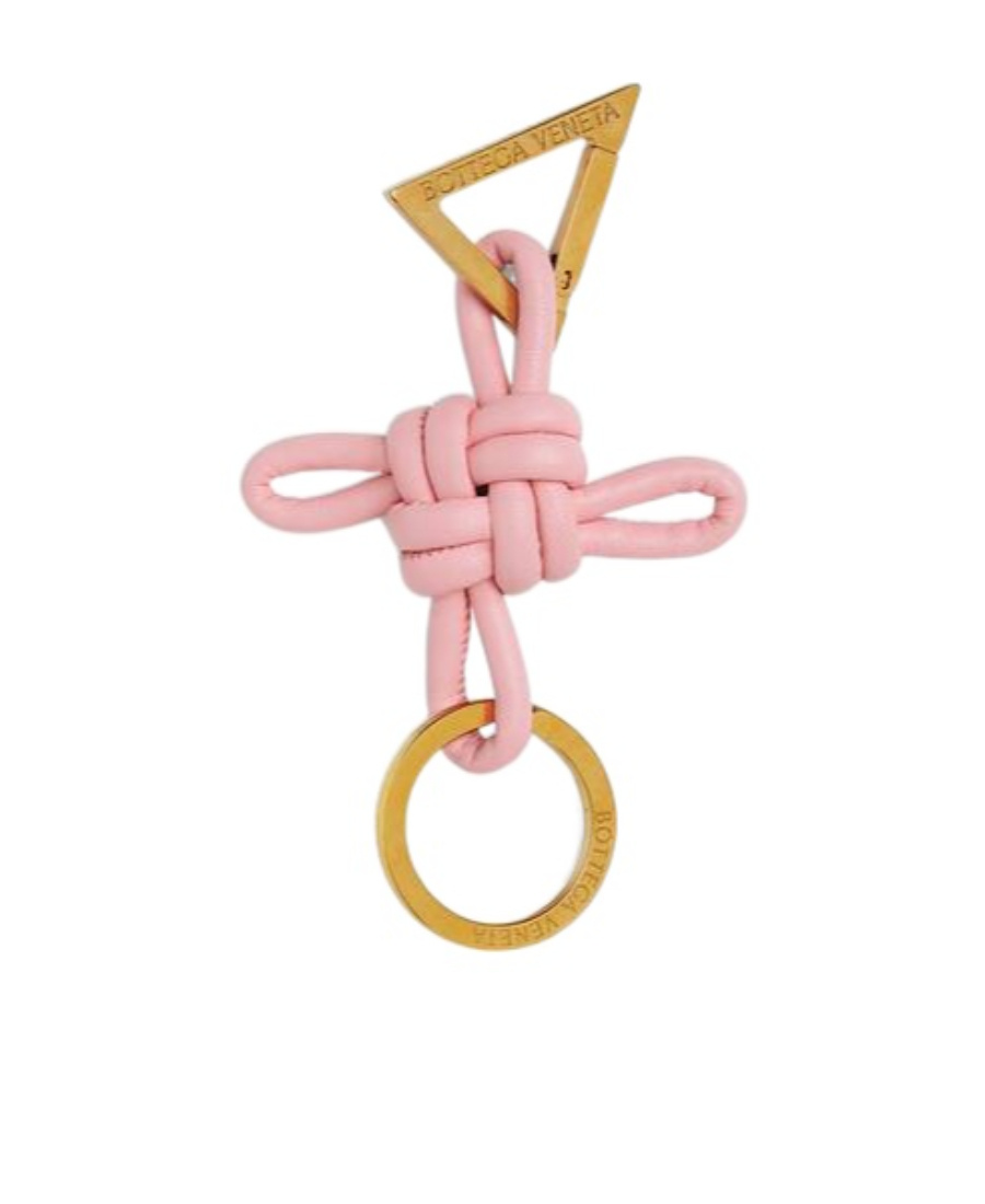 Bottega Veneta Knotted Leather Keyring In Pink