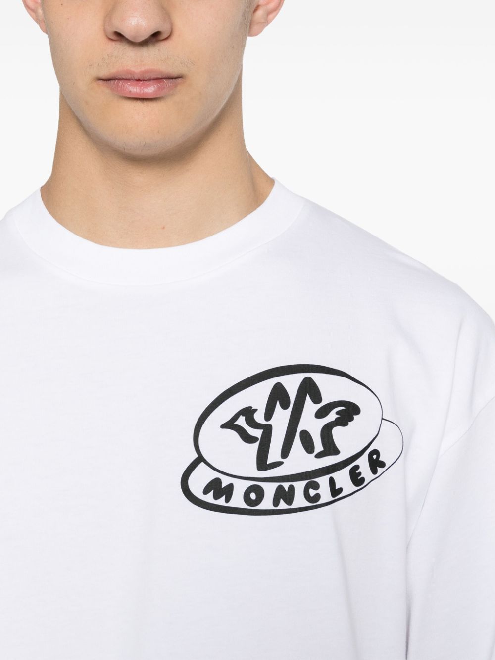 Moncler Logo-stamp Cotton T-shirt In White