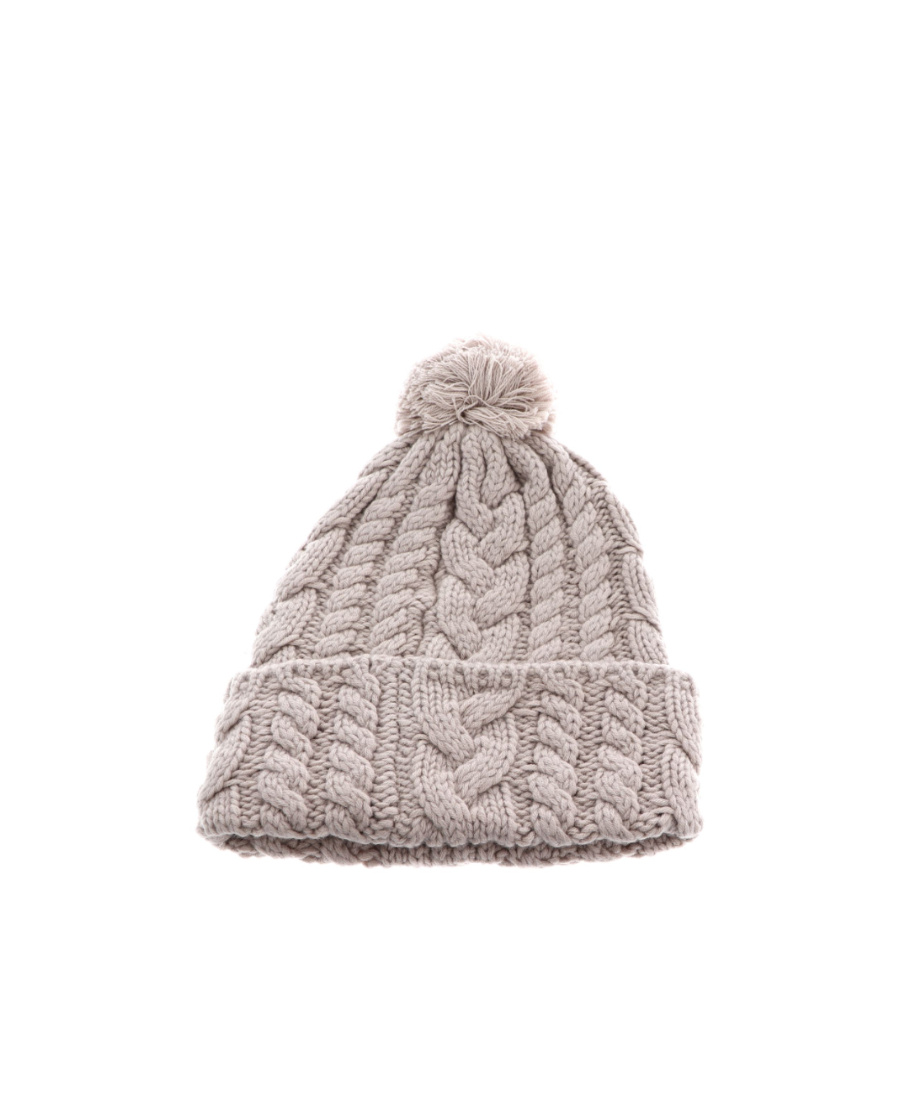 Karl Lagerfeld Cable-knit Pompom Wool Beanie In White