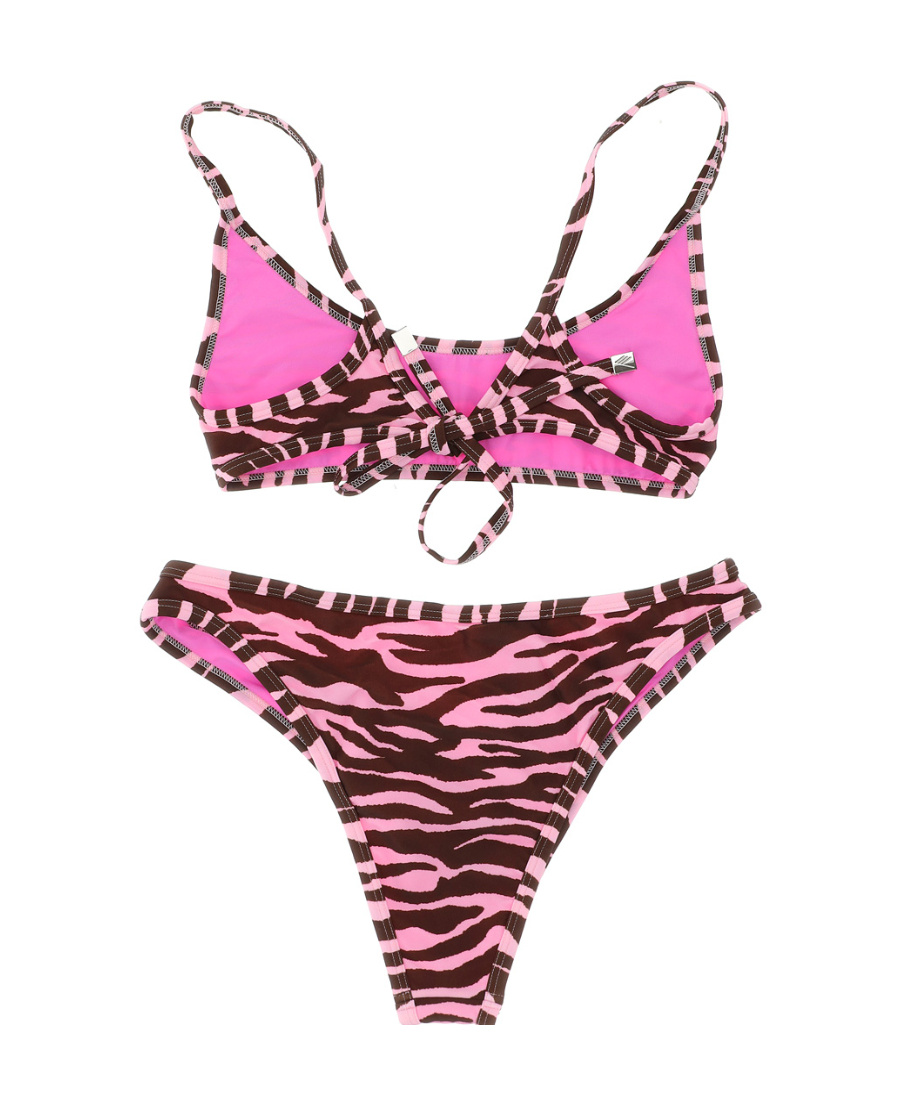Attico Zebra-print Bikini In Brown