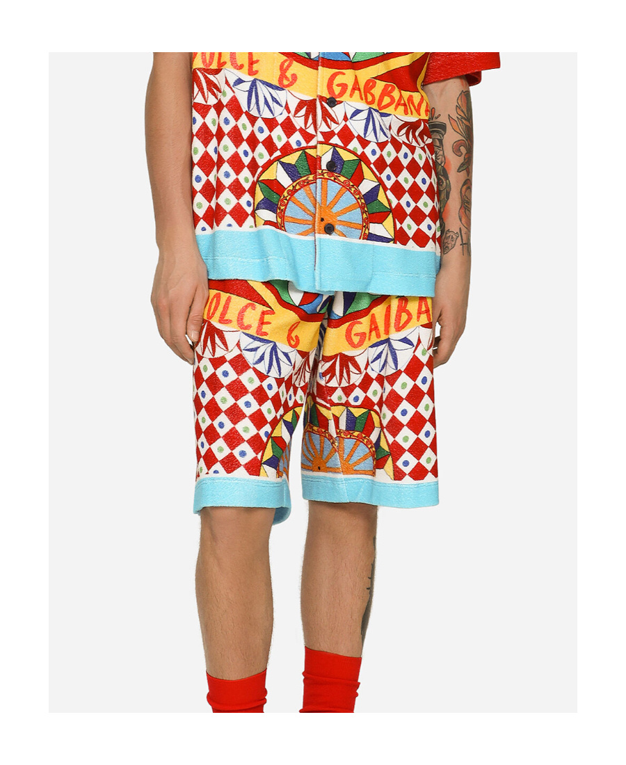 Dolce & Gabbana Carreto-print Bermuda Shorts In Multicolor