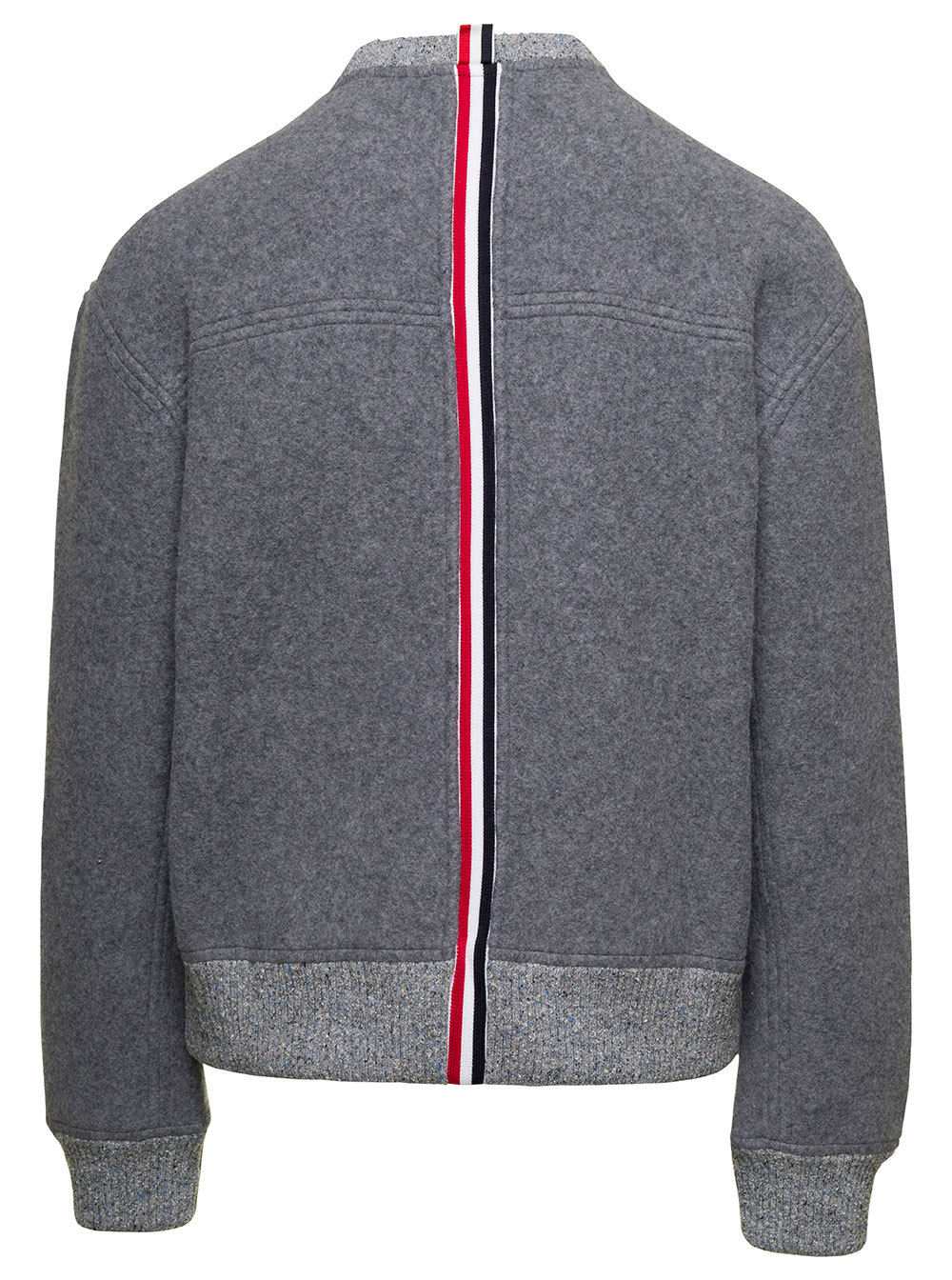 THOM BROWNE LOGO-PATCH CREW NECK JUMPER