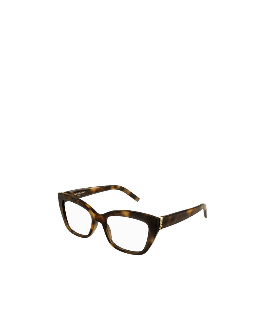 Saint Laurent Logo-engraved Tortoise Cat-eye Glasses In Black