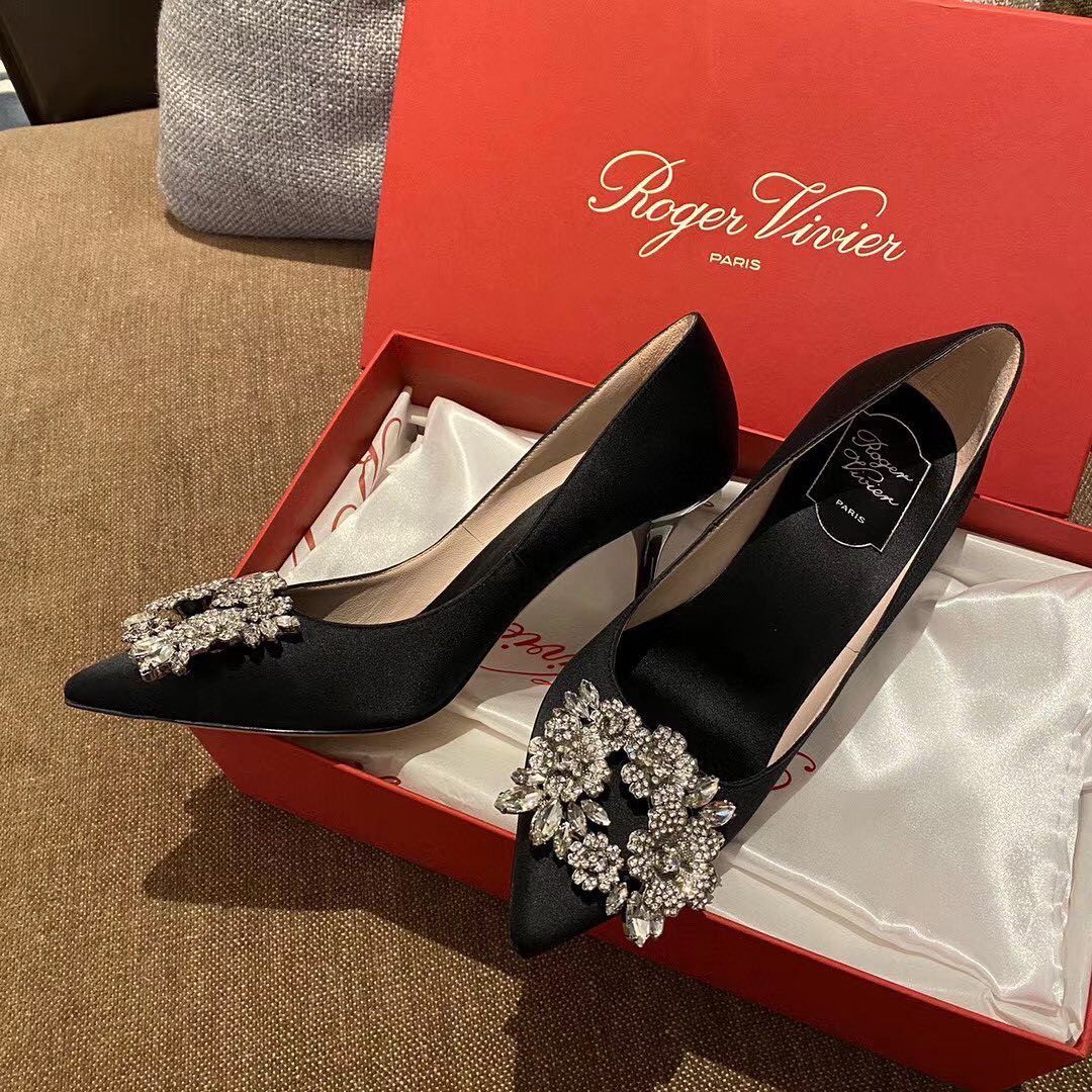 Roger Vivier Efflorescence 65 Satin Pumps In Black