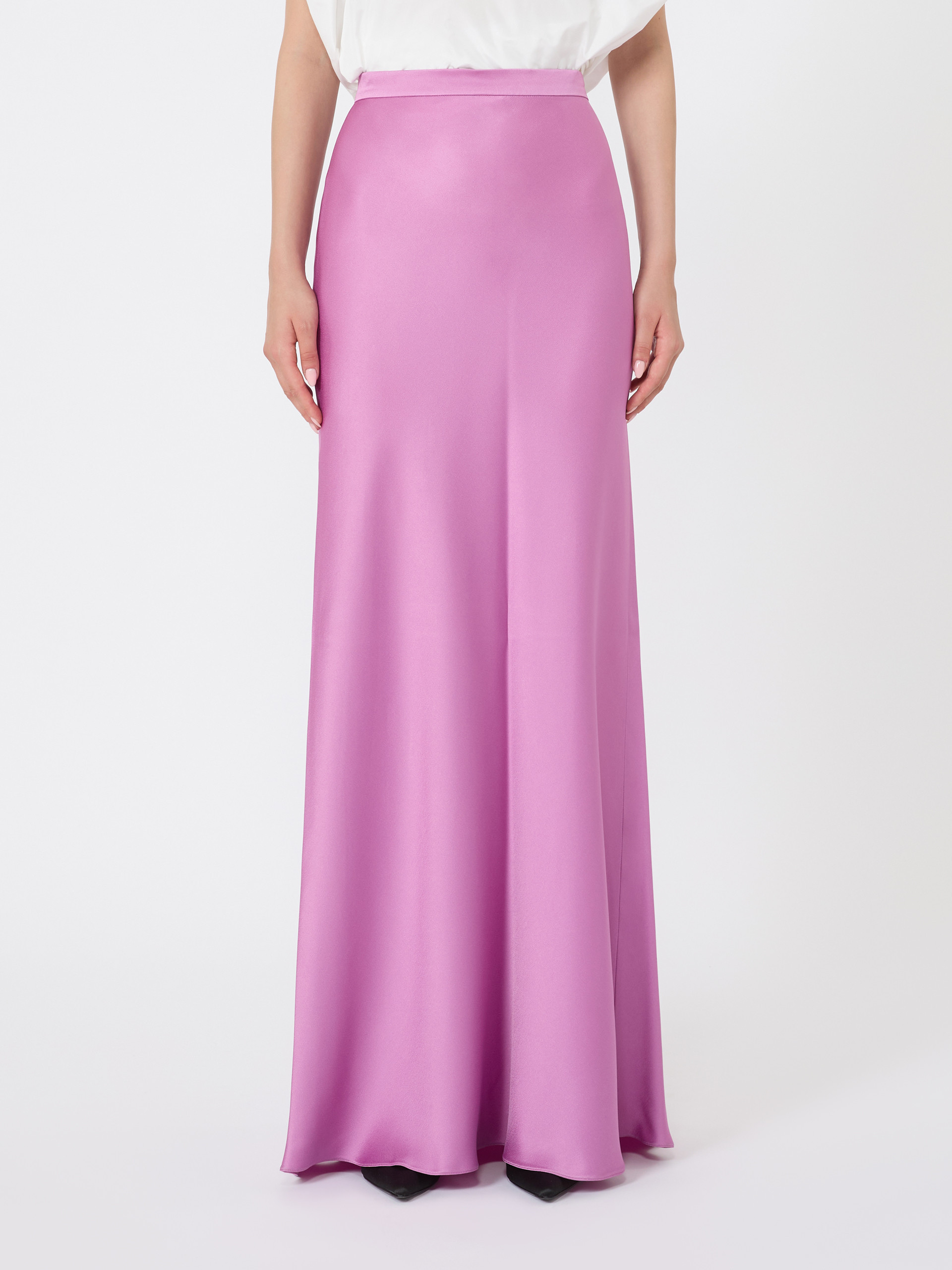 Max Mara Flowing Envers Satin Skirt In Pink