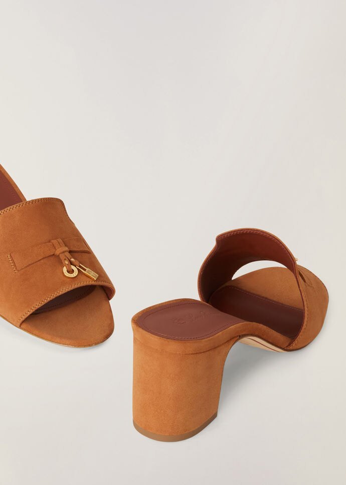 Loro Piana Suede Open-toed High-heeled Sandals In Brown