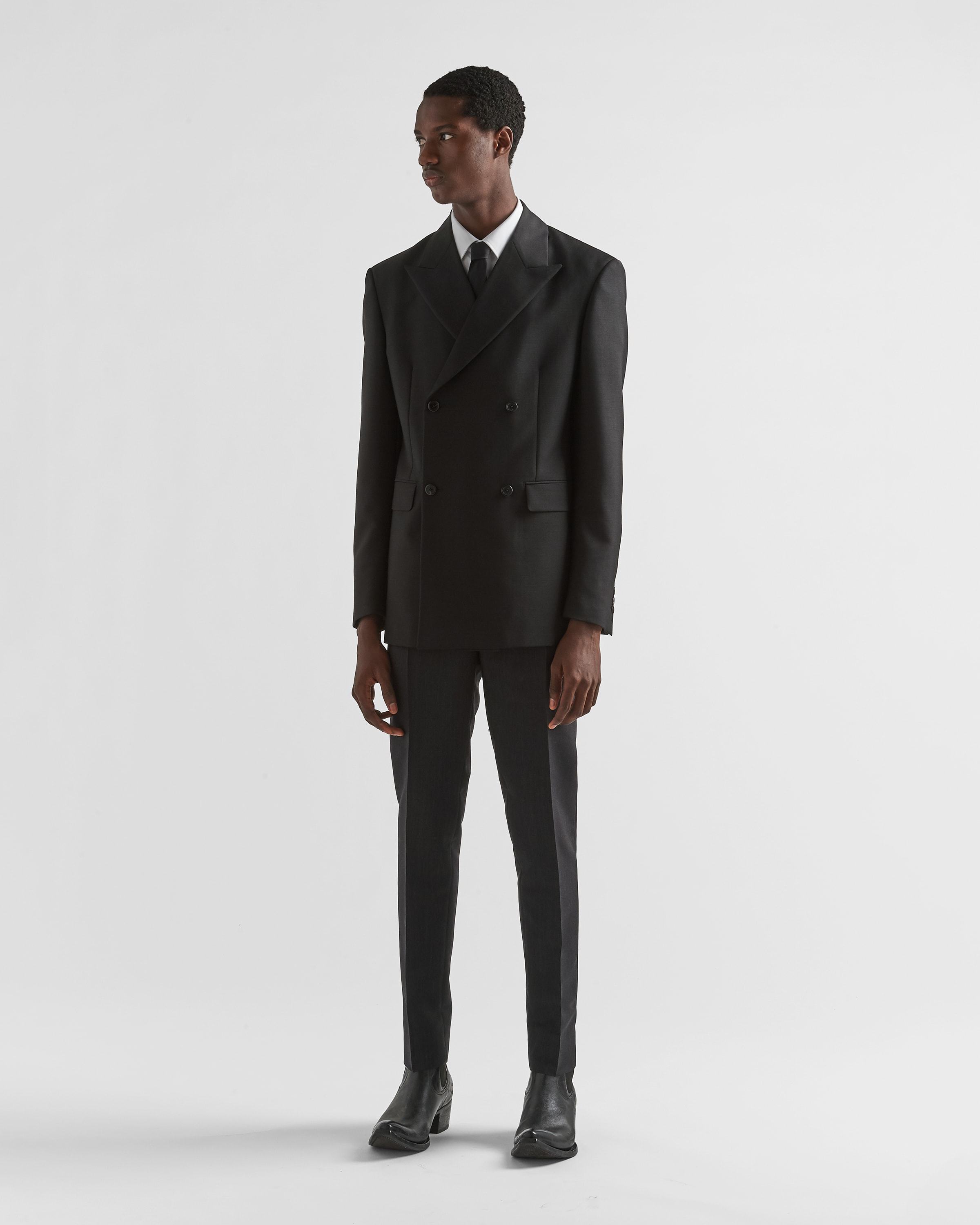 Prada Double-breasted Wool Blazer In Black