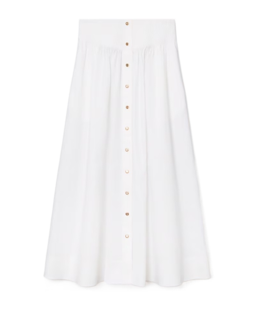 Tory Burch Button-down Cotton Mini Skirt In White
