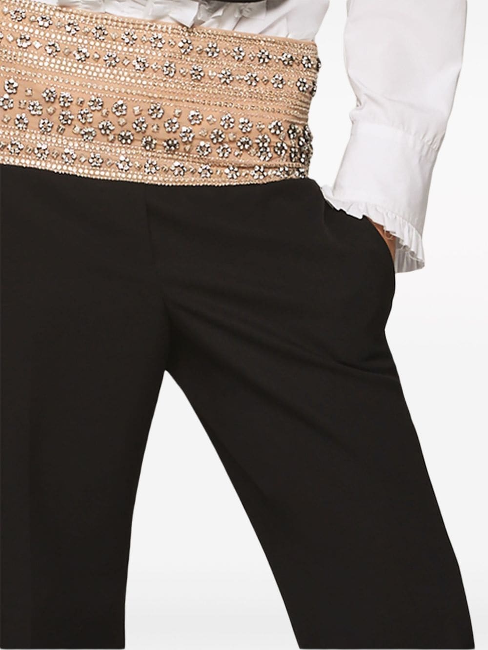 Stella Mccartney Crystal-embellished Wool Trousers In Black