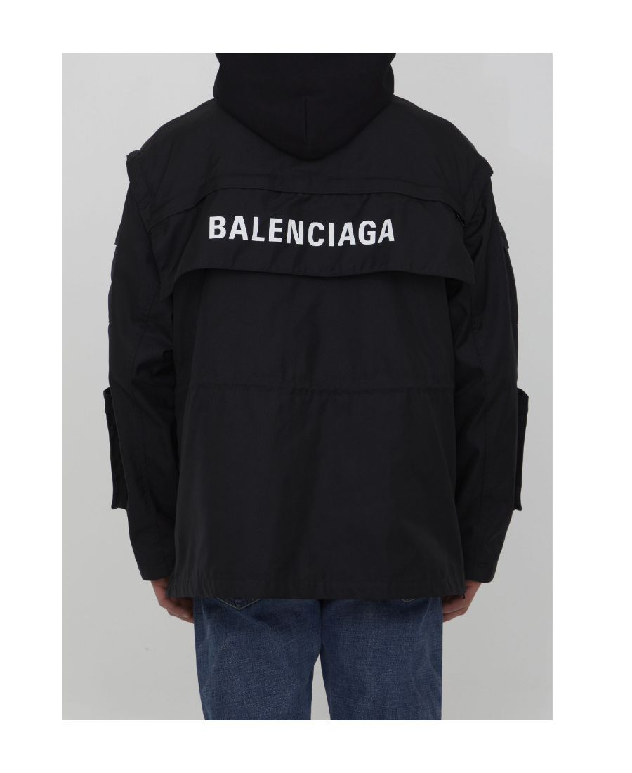 Balenciaga Logo-print Oversized Technical Parka In Black
