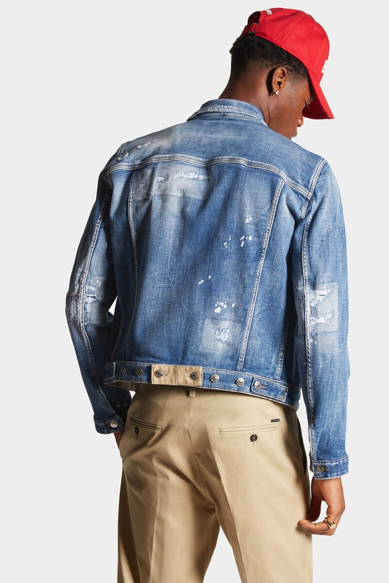 Dsquared2 Dan Distressed Buttoned Denim Jacket In Blue