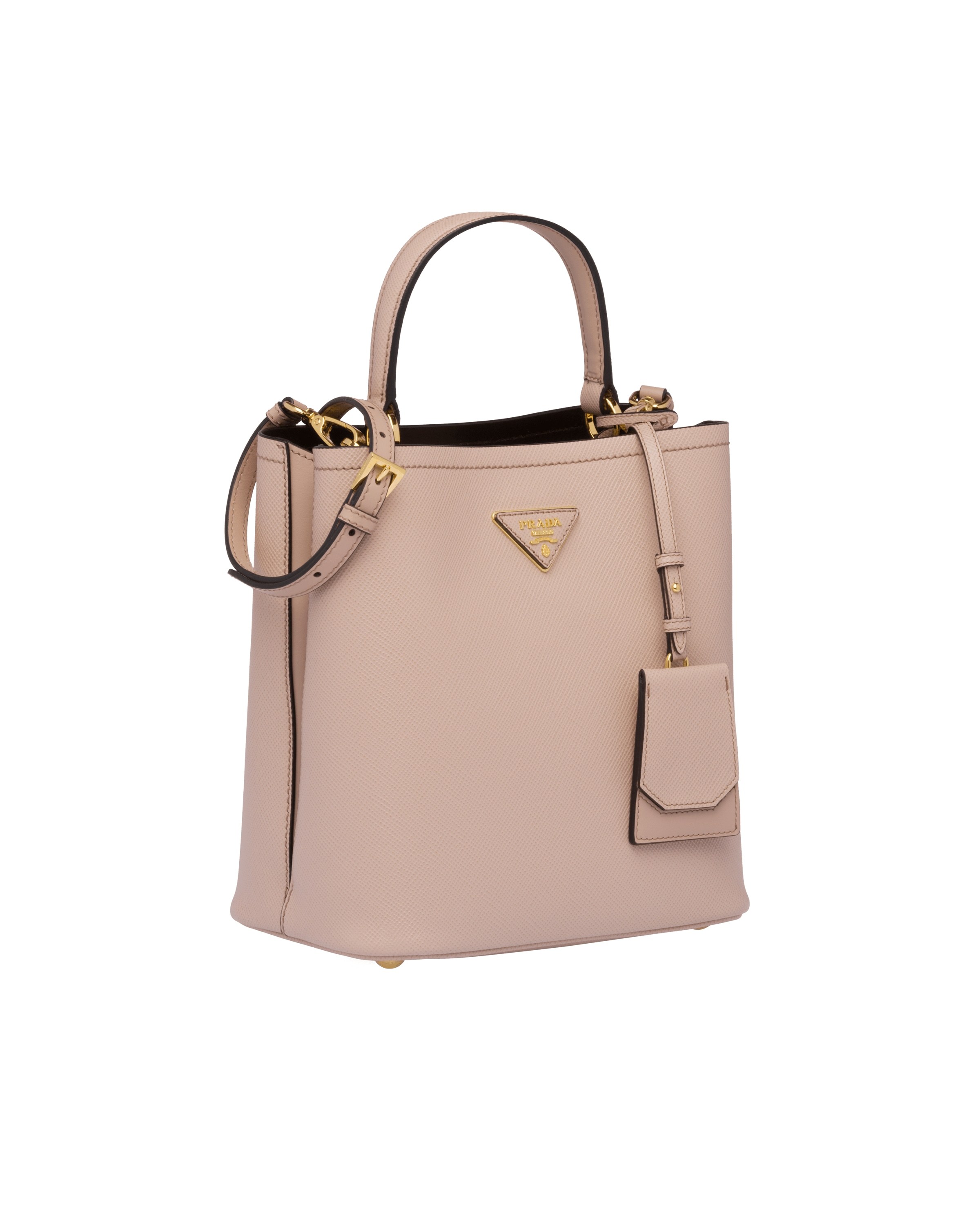 Prada Mini Panier Triangle-logo Bucket Bag In Nude