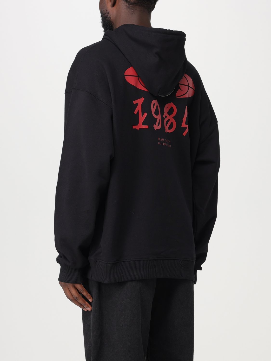 44 Label Group Graphic-print Cotton Hoodie In Black