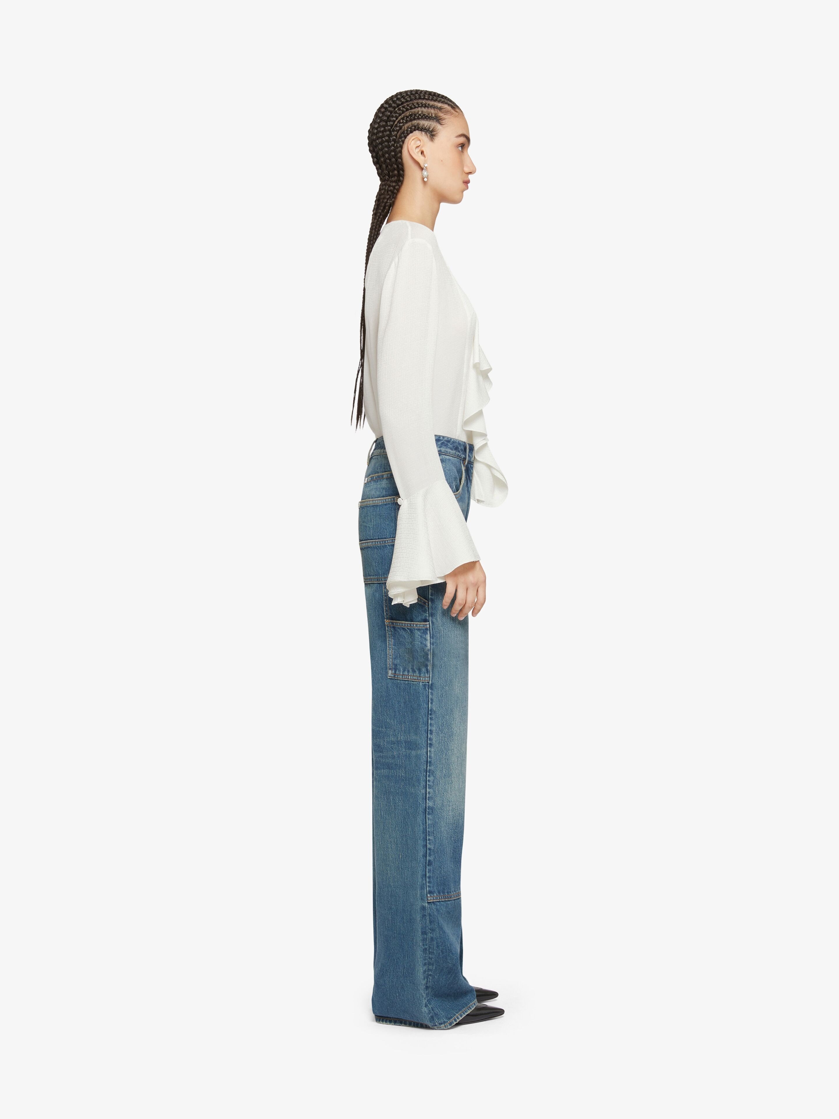 Givenchy Womens White V-neck Ruffle-trim Silk Blouse In White